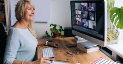 woman working remotely on team zoom meeting